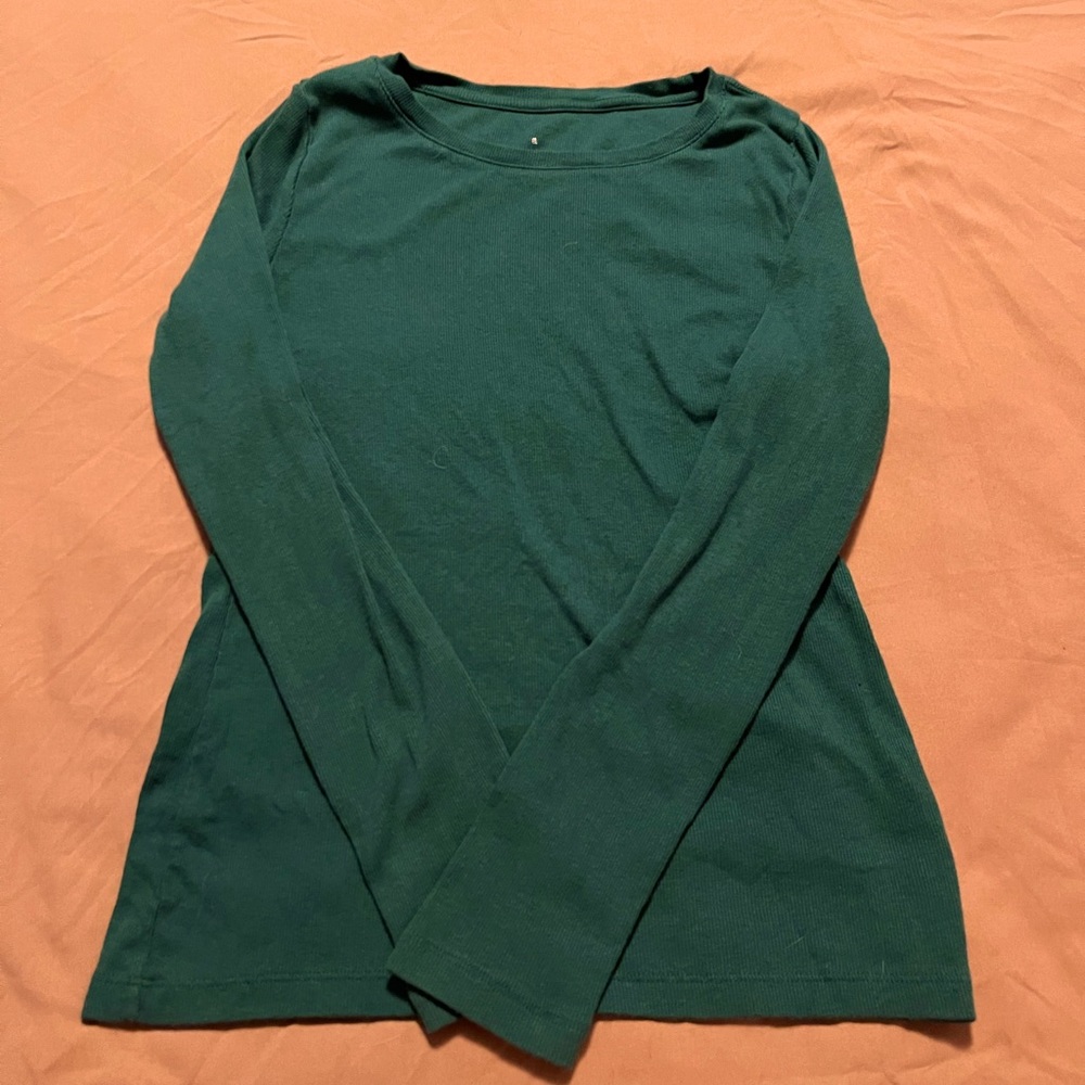 Emerald green ribbed long sleeve
